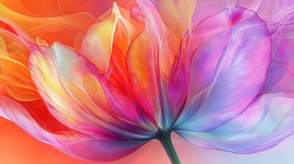 Poster -   Colorful flower on vibrant background with blurred floral image
