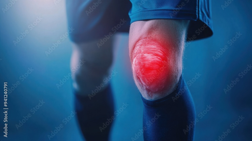 Detailed illustration of a torn ACL in a soccer playerâ€™s knee ...