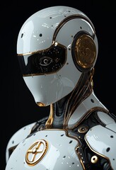 Aufkleber - The digital illustration for this piece is a combined mix of 3D digital illustration and matte painting of a robotic character wearing a gas mask or chemical protective suit in an apocalyptic or