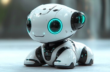Aufkleber - Digital illustration and matte painting mixed with robot dog or pet toy with surprised expression