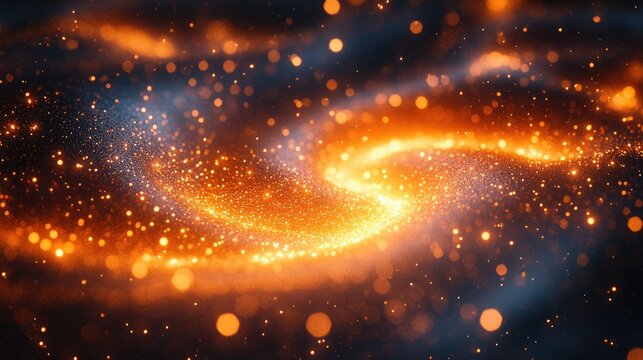Shiny, sparkling particles forming a dynamic swirl