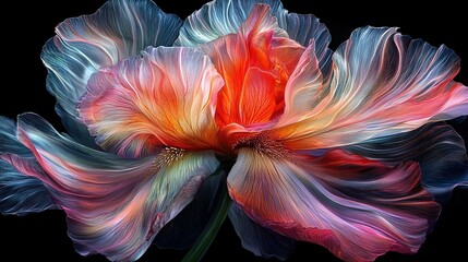 Poster -   A flower on black background