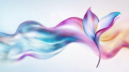 Sticker -   A vivid blue and pink abstract background adorned with flowing waves and a grand floral centerpiece on the left, while a diminutive bloom graces the right