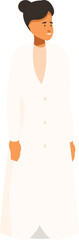 Poster - Young scientist is standing in her lab coat with her hands in her pockets