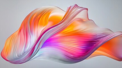 Poster -  multicolored wave light shadow gray background