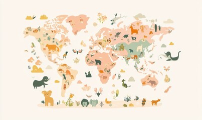 For children, an educational poster or game illustrating animals around the world.