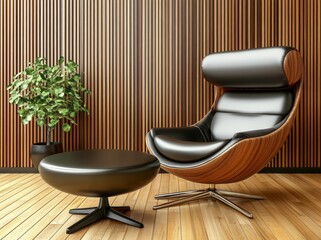 Poster - Interior sofa and shelf with decoration in the relaxing room of a wooden home, mockup model