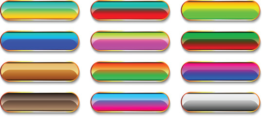 Poster - set of different glossy button. web blank button vector illustration.