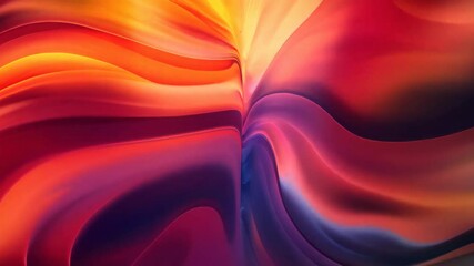 Poster - symmetrical abstract 3d pattern with warm and cool gradient colors merging in the center