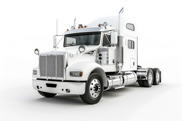 A white semi truck parked on a white surface