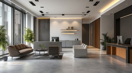 Poster - 3D illustration of a modern architectural design for a shop office layout