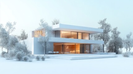 Poster - 3D illustration of architectural house design