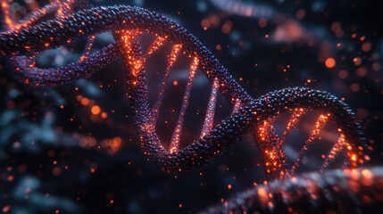 Poster - 3D illustration of DNA created using advanced tools in Blender 3D application Non generative AI rendering