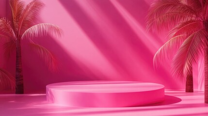 Poster - 3d podium showcase against a vibrant pink backdrop