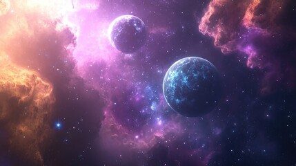 Poster - 3d render of planets galaxies and the cosmos exploring themes of physical cosmology and science fict