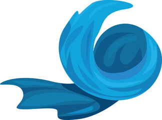 Poster - Blue wave curling and forming a spiral shape, minimalist design