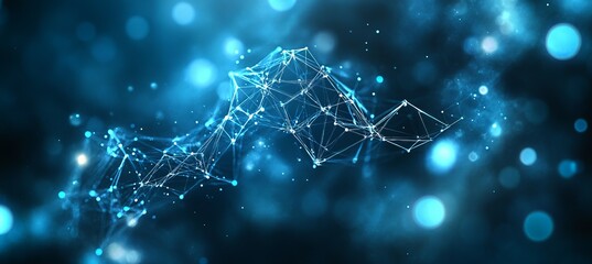 Fototapete - Abstract network polygonal plexus background. Global data cyber system. Generative AI technology.	
