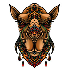 Wall Mural - Camel head very simple traditional tattoo flash styles illustration