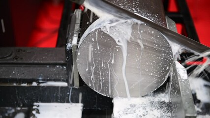 Wall Mural - industrial metal working cutting process the raw material bar clamping on the cnc lathe machine