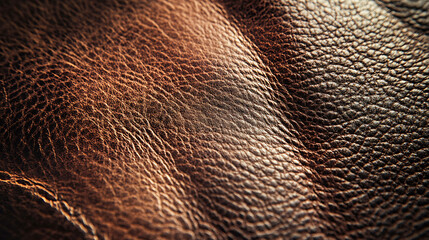 Wall Mural - Close-up of brown leather texture with soft lighting.