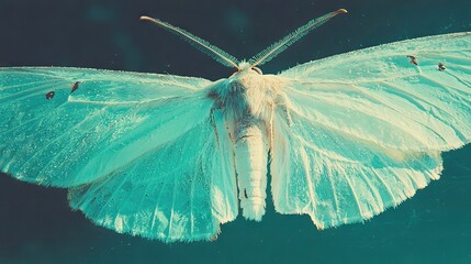 Wall Mural -   A close-up of a blue butterfly on a body of water with wings spread wide