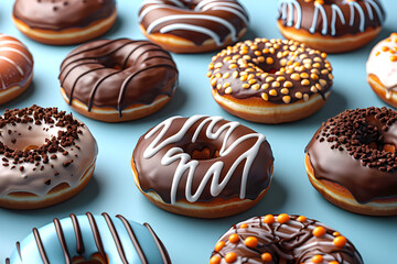 Glazed chocolate donuts pattern