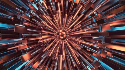 Poster - Abstract 3D Metallic Structure - Computer-Generated Background