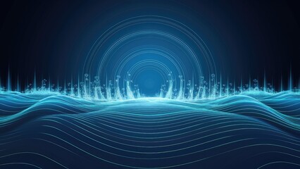 Poster - Abstract Blue Sound Wave Background Design.
