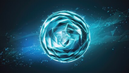 Poster - Abstract Blue Polygonal Light Background - 3D Illustration Volume 6