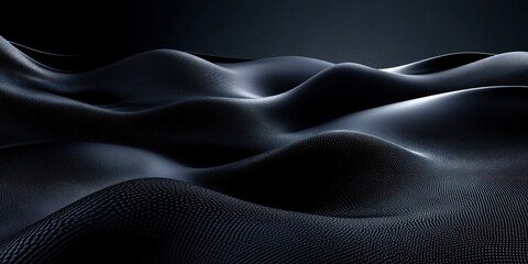 Poster - Abstract Black Surface with Wavy Pattern and Textured Dots