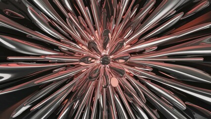 Poster - abstract organic chrome reflections on contemporary metal geometry surface - elegant modern 3d rende