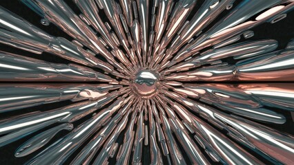 Poster - abstract organic chrome reflections on contemporary metal geometry surface - elegant modern 3d rende