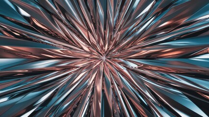 Poster - abstract organic chrome reflections on contemporary metal geometry surface - elegant modern 3d rende
