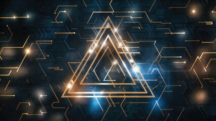 Poster - Abstract Technology Background with Black and Gold Triangles