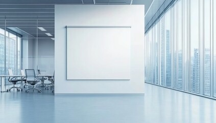 Canvas Print - An Stock mockup of a blank wall poster template in a modern office interior.