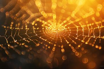 Wall Mural - a spider web with water droplets