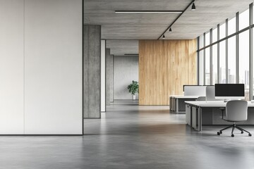 Poster - Featuring a coworking space, meeting room, and corporate loft interior