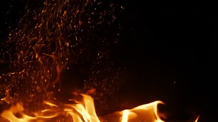 Poster - Dancing flames create mesmerizing patterns against a dark background at night
