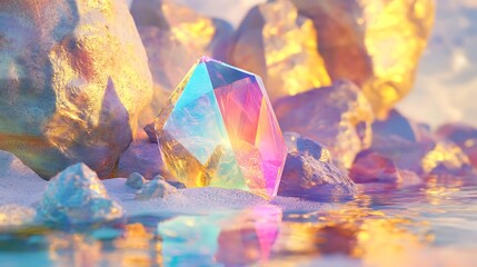 Canvas Print - Prismatic Crystal on a Glittering Shore