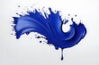 © Irene Kulinchyk - Dark blue paint splash with drops isolated on a white background. Abstract liquid indigo color splash with smooth texture. Design for posters, banners, and artistic projects