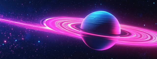 Poster - High resolution 3D images showcasing planets of the solar system featuring a 3D cartoon rendering of Saturn