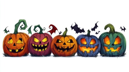 Wall Mural - Halloween, head load cartoon style, bright colors, isolated on white background