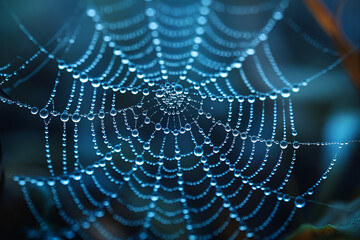 Wall Mural - a spider web with water droplets