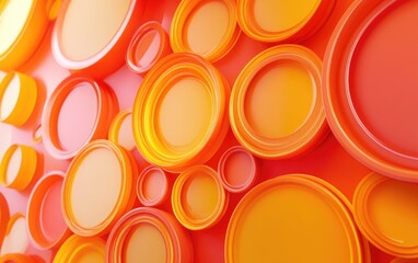 Poster - 3D rendering of an abstract background featuring orange and yellow circular shapes