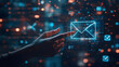 © Hima Studio - new email notification concept for business e-mail communication and digital marketing. inbox receive electronic message alert. business people's hand touch on email in virtual screen, internet techno