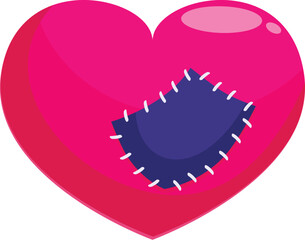 pink heart with a patch symbolizing overcoming heartbreak and the healing process
