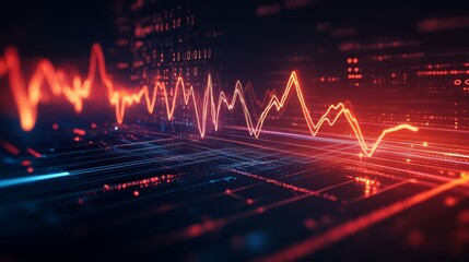 Aufkleber - A dynamic, glowing ECG line on a black background, with digital numbers indicating a heartbeat rate beside it.