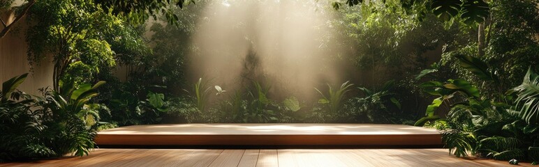 Poster - 3D rendering of a stage surrounded by greenery