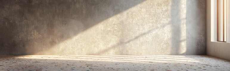 Poster - 3D render of an empty space featuring a terrazzo pattern floor and a textured wall