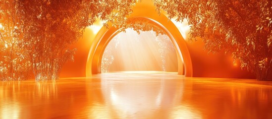 Poster - 3D rendered futuristic stage in orange hues